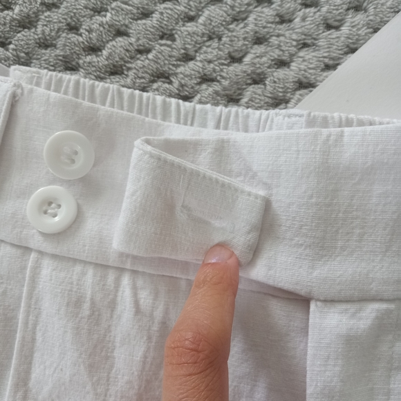 Hi Rise Shorts Linen White Cotton Stretch Pockets New Large Wide Elastic Band - Picture 13 of 16